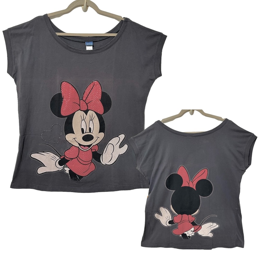 PLUS SIZE Women's Disney Minnie Mouse Graphic T-Shirt Tee 1X Gray Y2K Modern Era
